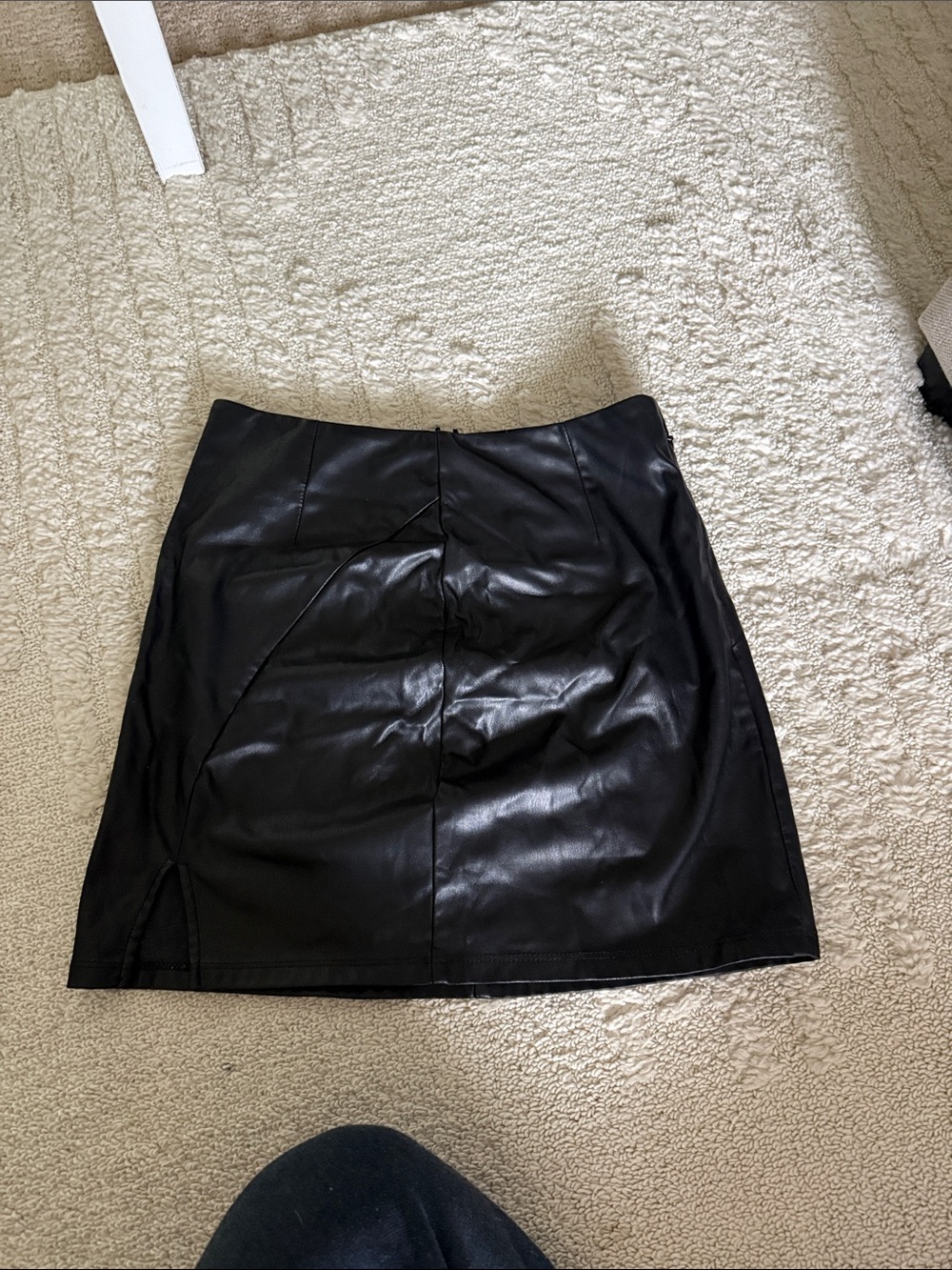 Blue Blush Black Faux Leather Mini Skirt